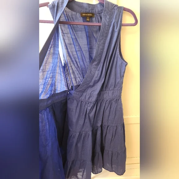 BANANA REPUBLIC blue wrap dress with pockets, size M - Picture 4 of 12